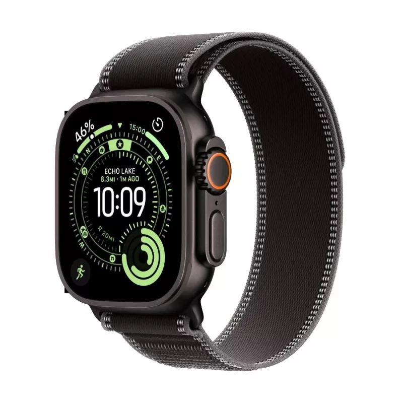 Apple Watch Ultra 3 GPS + Cellular 49mm Caixa de Titânio Preto com Trail Loop Preto/Carvão - Grande (Modelo A3281, MF1H4QR/A)