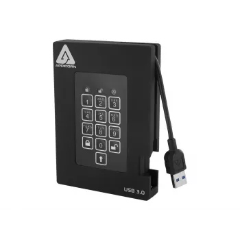 Apricorn Aegis Padlock Fortress A25-3PL256-500F disco externo - 500GB - USB 3.2 Gen 1 - encriptação de hardware AES 256-bit - preto