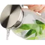 APS Garrafa de vidro com tampa, 1,5 litros, vidro/aço inoxidável, recipiente de vidro com asa, tampa de aço inoxidável, 1 unid. 10792