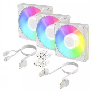 Arctic BioniX P14 A-RGB (branco) pack de 3 | ventoinha de caixa PWM de 140 mm com iluminação A-RGB, 400–2500 rpm