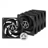 ARCTIC P8 PWM PST Ventoinha 80 mm pack de 5 - Preto/Branco
