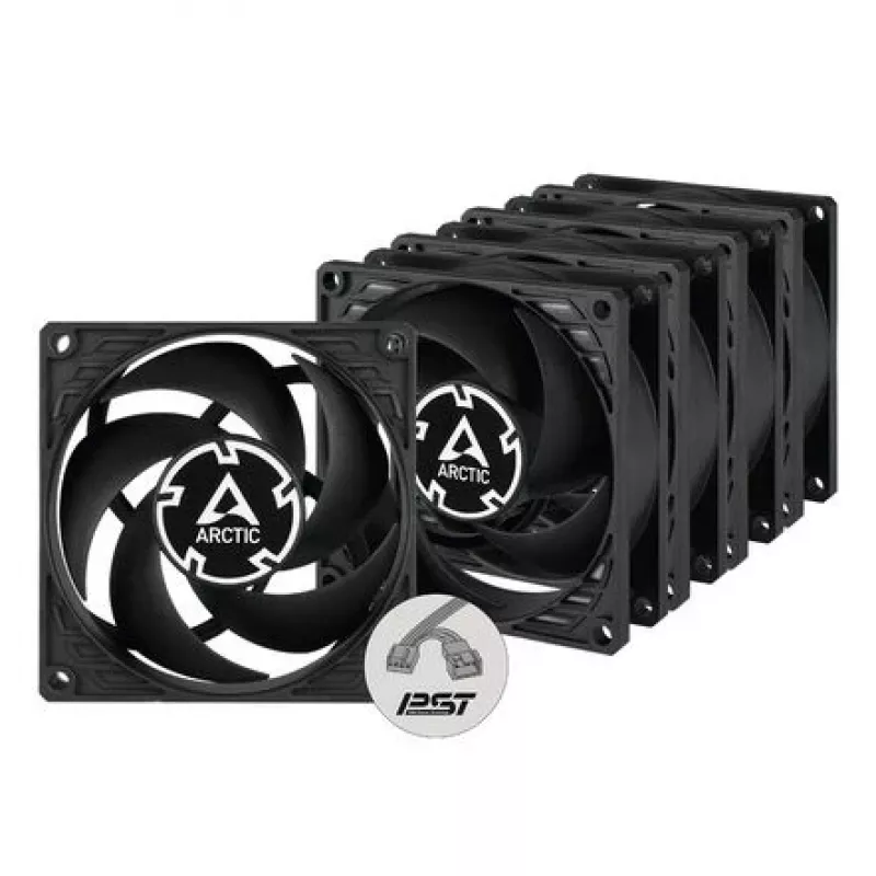 ARCTIC P8 PWM PST Ventoinha 80 mm pack de 5 - Preto/Branco