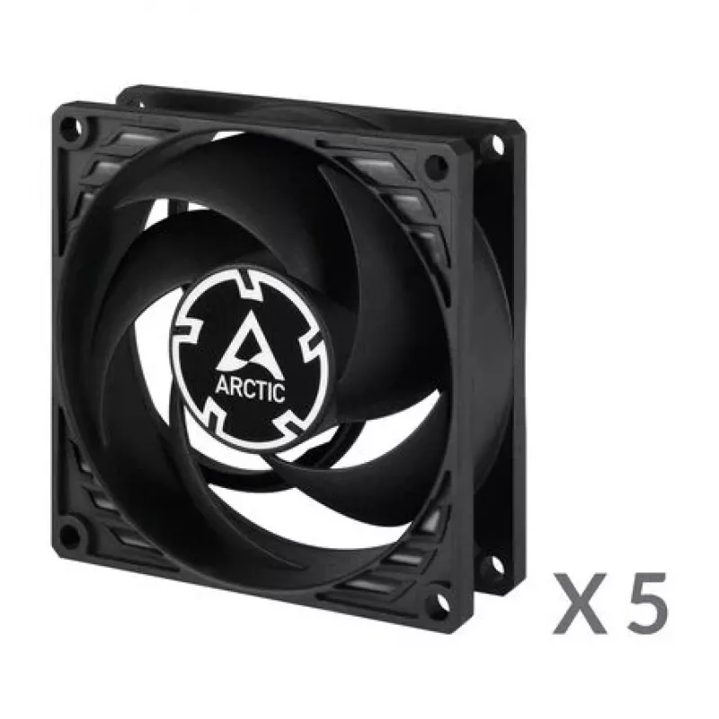 ARCTIC P8 PWM PST Ventoinha 80 mm pack de 5 - Preto/Branco