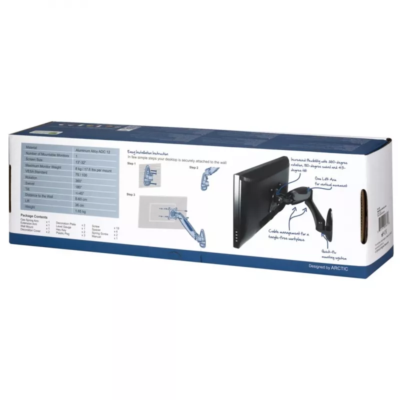 ARCTIC W1-3D suporte de parede para monitor