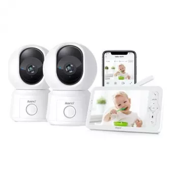 Conjunto Arenti AInanny B2 Kids, intercomunicador para bebé 1080P WiFi com câmaras duplas e LCD