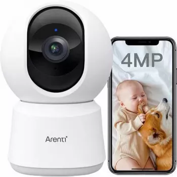 Câmara de vigilância interior Wi-Fi Arenti P2Q 2K QHD com deteção de pessoas por IA, áudio bidirecional e visão noturna