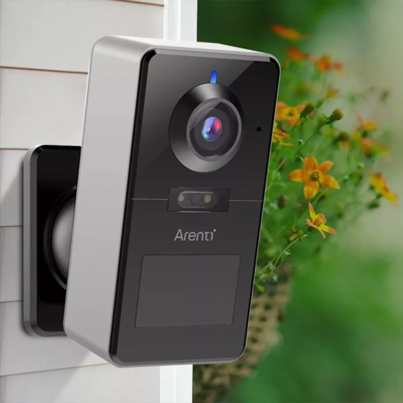 Arenti POWER1Q 2K 4MP câmara de segurança Wi-Fi sem fios a bateria, sensor de movimento PIR, visão noturna IV de 10 m, 9600 mAh, preta