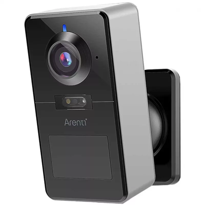Arenti POWER1Q 2K 4MP câmara de segurança Wi-Fi sem fios a bateria, sensor de movimento PIR, visão noturna IV de 10 m, 9600 mAh, preta