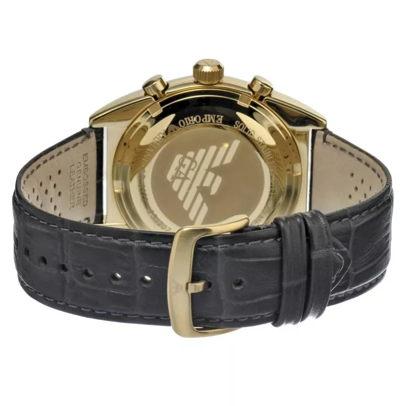 Relógio analógico de quartzo de homem ARMANI AR0386 Classic 40mm mostrador prateado bracelete de pele castanha