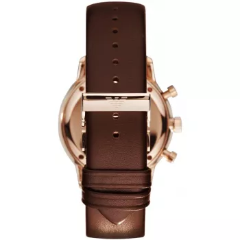 Relógio de quartzo cronógrafo ARMANI AR0387 para homem 42mm mostrador preto bracelete de pele