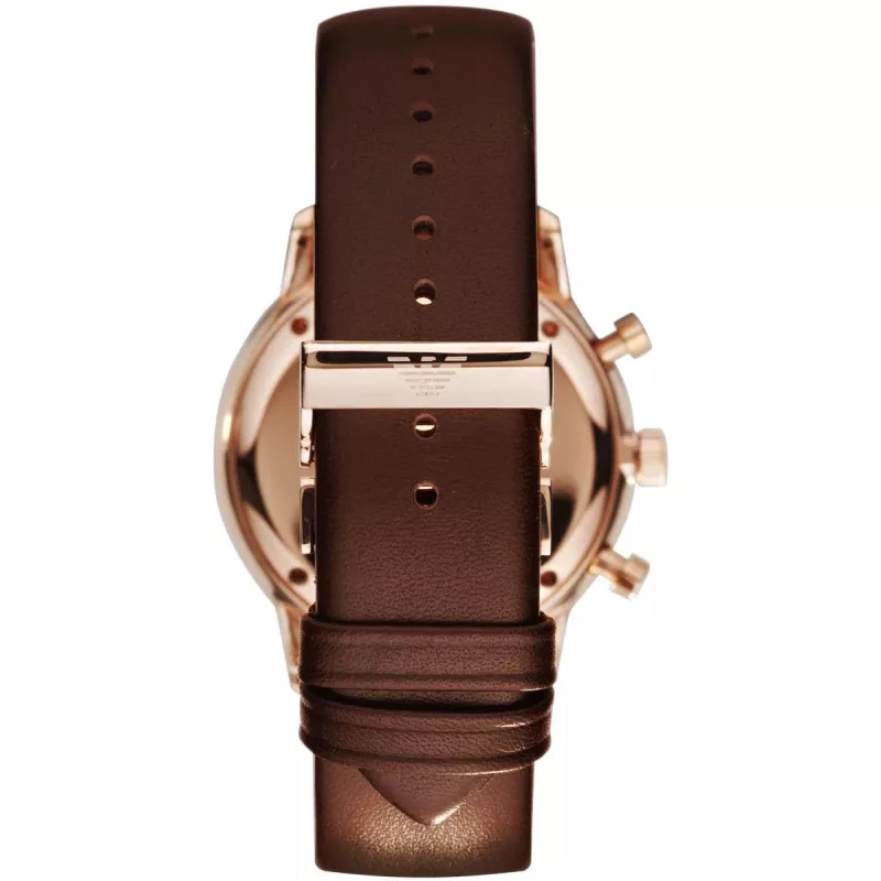 ARMANI AR0387 cronógrafo de homem de quartzo 42mm mostrador preto bracelete de pele