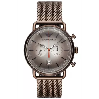 Relógio ARMANI AR11169 de homem cronógrafo 43 mm mostrador preto bracelete de pele