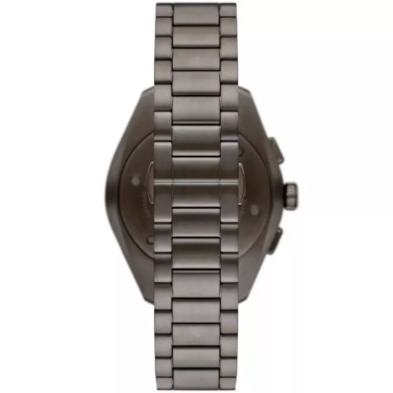 Relógio de quartzo cronógrafo ARMANI AR11481 Luigi para homem 43mm mostrador preto bracelete de pele preta