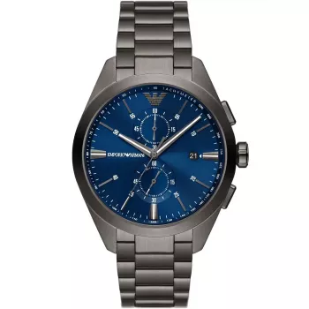 Relógio de quartzo cronógrafo ARMANI AR11481 Luigi para homem 43mm mostrador preto bracelete de pele preta