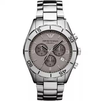 Relógio de cerâmica de homem ARMANI AR1462 43mm mostrador preto cronógrafo