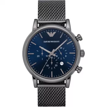ARMANI AR1979 Relógio Cronógrafo de Quartzo Homem 46mm Mostrador Preto Pulseira de Pele