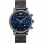 ARMANI AR1979 Relógio Cronógrafo de Quartzo Homem 46mm Mostrador Preto Pulseira de Pele