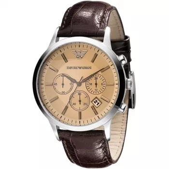 Relógio cronógrafo de quartzo Armani AR2433 para homem 43mm aço inoxidável mostrador azul