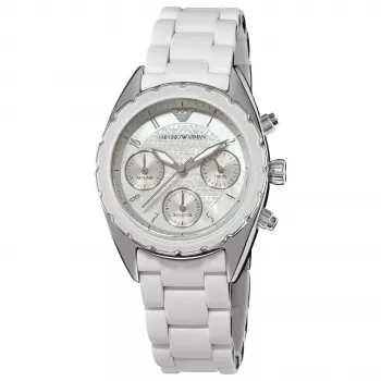 Relógio cronógrafo de mulher ARMANI AR5941 em aço inoxidável tom ouro rosa, 35 mm