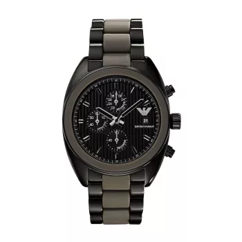 ARMANI AR5953 Relógio cronógrafo de quartzo homem 43mm mostrador preto aço inoxidável com bracelete de silicone