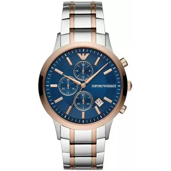 ARMANI AR80025 Relógio cronógrafo de quartzo de homem 43mm Aço inoxidável Mostrador azul