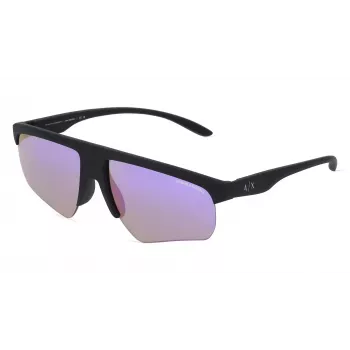 Óculos de sol retangulares de homem ARMANI EXCHANGE AX4123S80784V - armação de propionato preta com lentes espelhadas cinzento escuro