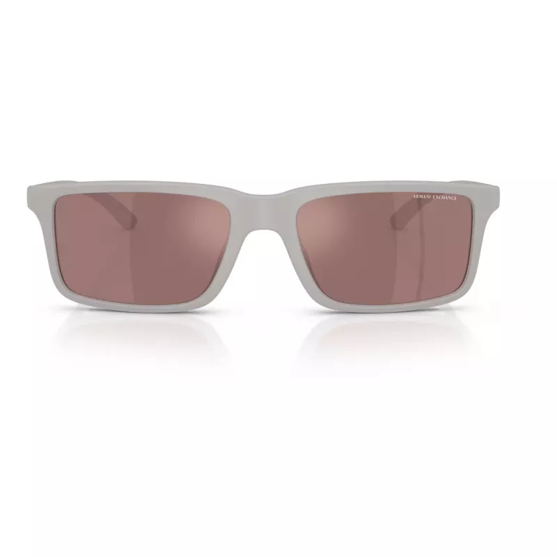 Óculos de sol retangulares de homem Armani Exchange AX4157SU83786 - armação preta mate lentes cinzentas