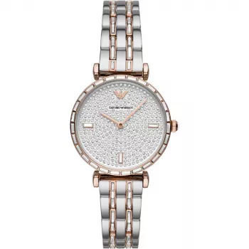 Relógio ARMANI Gianni T-Bar para mulher AR11293 – 32mm aço inoxidável quartzo mostrador prateado