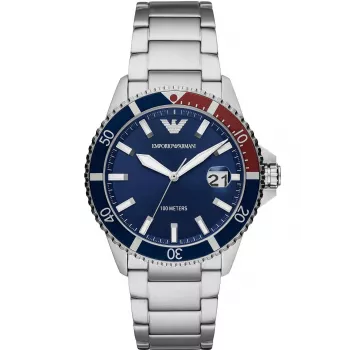 Relógio de homem ARMANI AR11339 42 mm aço inoxidável quartzo cronógrafo mostrador preto bracelete de pele