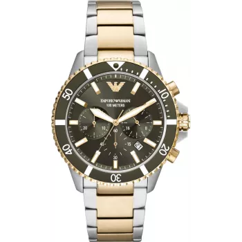 Armani Relógio para homem AR11361 42mm aço inoxidável malha mostrador preto cronógrafo