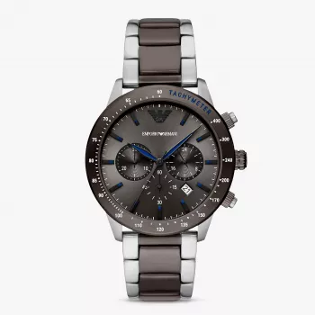 Relógio Armani para homem Luigi cronógrafo mostrador preto bracelete de pele AR11391 (43mm)