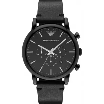 Relógio cronógrafo Armani Renato homem AR1918 46mm mostrador preto bracelete de pele