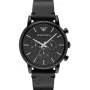 Relógio cronógrafo Armani Renato homem AR1918 46mm mostrador preto bracelete de pele