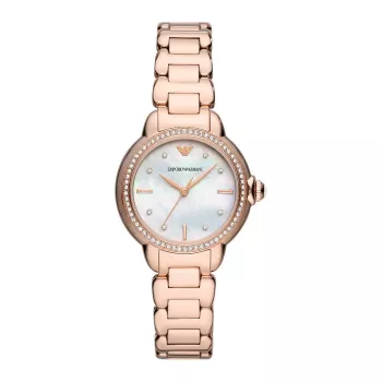 ARMANI Relógio de mulher AR11523 Gianni T-Bar de quartzo 32mm ouro rosa aço inoxidável