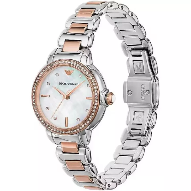 Relógio de mulher ARMANI AR11569 Gianni T-Bar quartzo 32mm prateado aço inoxidável