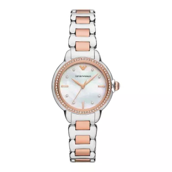 Relógio de mulher ARMANI AR11569 Gianni T-Bar quartzo 32mm prateado aço inoxidável
