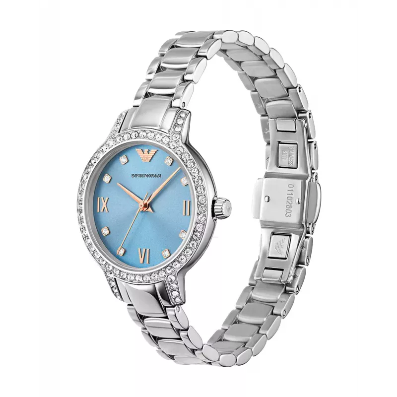 Relógio ARMANI para mulher AR11585 aço inoxidável quartzo 32mm mostrador prateado