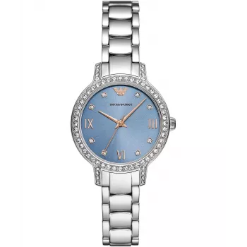 Relógio ARMANI para mulher AR11585 aço inoxidável quartzo 32mm mostrador prateado