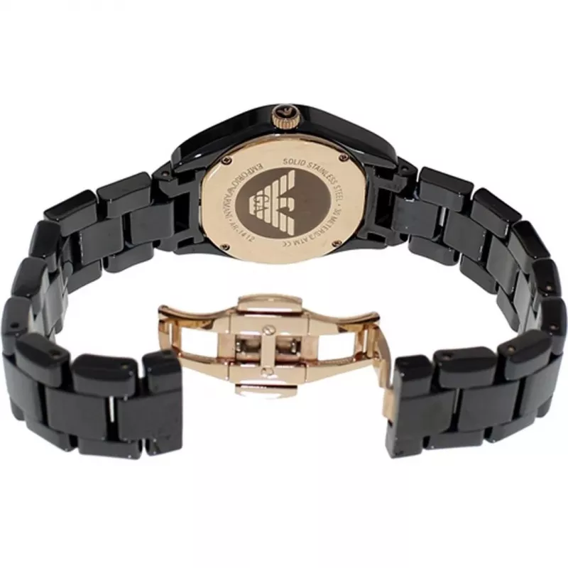 Relógio de mulher ARMANI AR1412 Cronógrafo de quartzo 35mm Preto Cerâmica