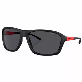 Óculos de sol de homem Arnette AN4329-275887 retangulares, armação preta mate, lentes cinzentas, 63 mm