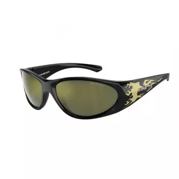 Arnette AN4342-29476R óculos de sol unissexo, armação preta mate, lentes espelhadas cinzento prateado, 62 mm de largura da lente