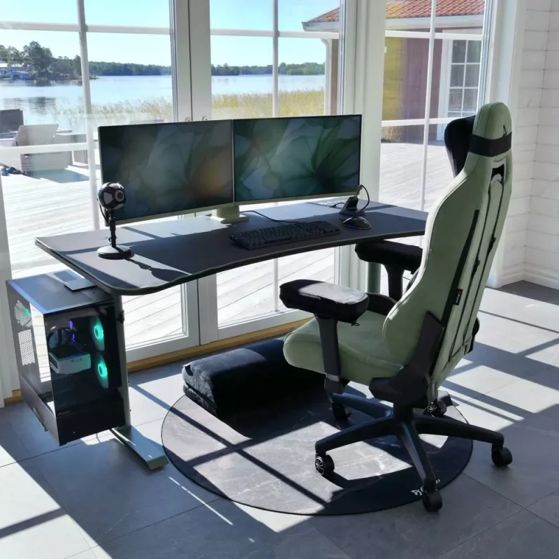 Arozzi Arena Large secretária gaming – Forest Green (altura ajustável, tapete de rato em microfibra)