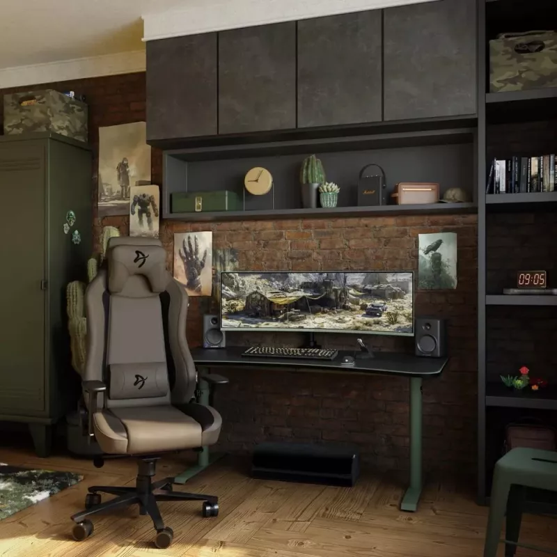Arozzi Arena Large secretária gaming – Forest Green (altura ajustável, tapete de rato em microfibra)