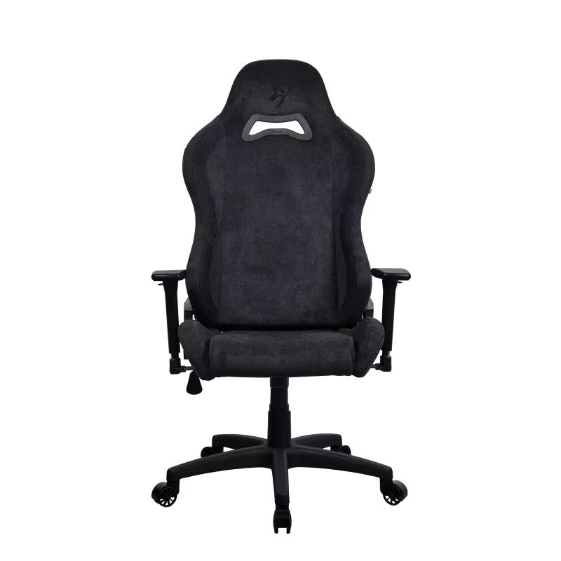 Cadeira de gaming Arozzi Torretta Soft Fabric – preto puro, estrutura metálica, coluna a gás classe 4, braços 3D
