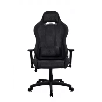 Cadeira de gaming Arozzi Torretta Soft Fabric – preto puro, estrutura metálica, coluna a gás classe 4, braços 3D
