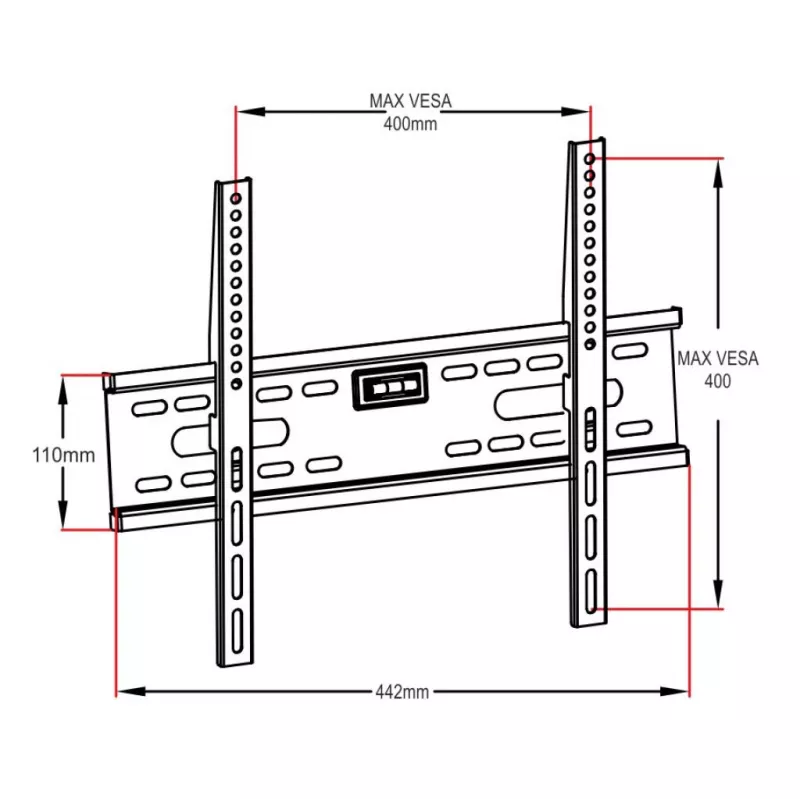 Suporte de parede fixo ART AR-33 para televisores LCD/LED de 26-60 inch, 45 kg, VESA 400x400, perfil fino de 24 mm, preto