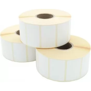 ARTDEV Rolo de etiquetas de transferência térmica 50 x 25mm, 94mm AD, núcleo 40mm, 1500 etiquetas/rolo, papel branco, adesão permanente