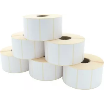 ARTDEV Etiqueta de transferência térmica Rolo 60 x 36mm, 127mm de diâmetro do rolo, núcleo 40mm, 2000 etiquetas por rolo, Branco, Papel mate revestido, Adesivo acrílico permanente