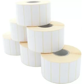 ARTDEV Rolo de etiquetas de transferência térmica 60x20mm, diâmetro do rolo 110mm, núcleo 40mm, 2600 etiquetas/rolo, branco, papel, adesivo permanente