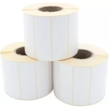 ARTDEV Rolo de etiquetas de transferência térmica 70 x 25mm, diâmetro exterior 93mm, núcleo 40mm, 1500 etiquetas por rolo, papel branco, adesivo permanente, mate